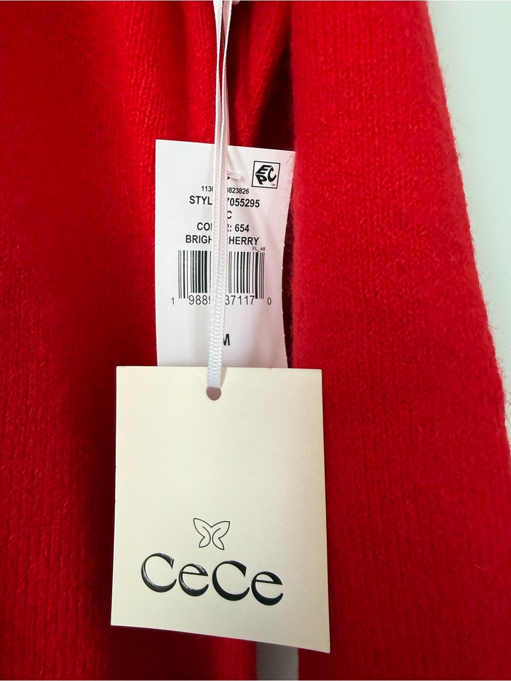 CeCe Red Sweater with White Bow Medium NWT - Picture 5 of 7